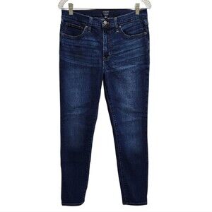 J Crew Jeans Womens 29 Blue Stretch Denim Mid Rise Skinny Med Wash Distressed